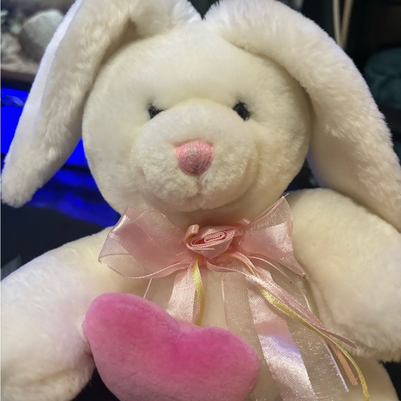 Vintage Common Wealth Kids Easter Bunny Heart Plush Valentines 2006 With Bow - Picture 2 of 9